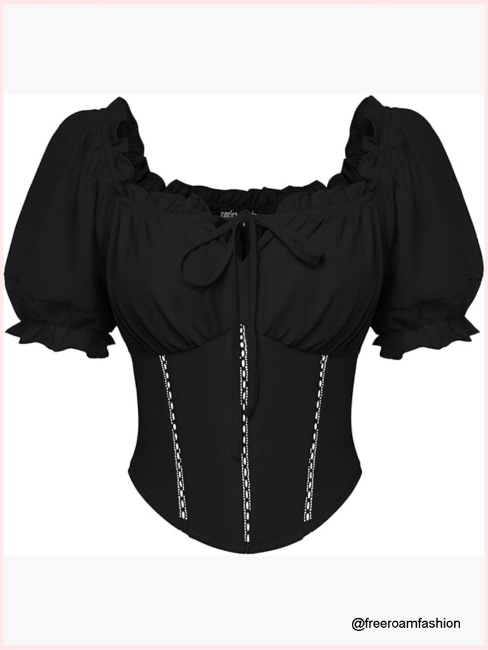 Vintage Corset Top Off Shoulder Puff Sleeves Blouse Renaissance